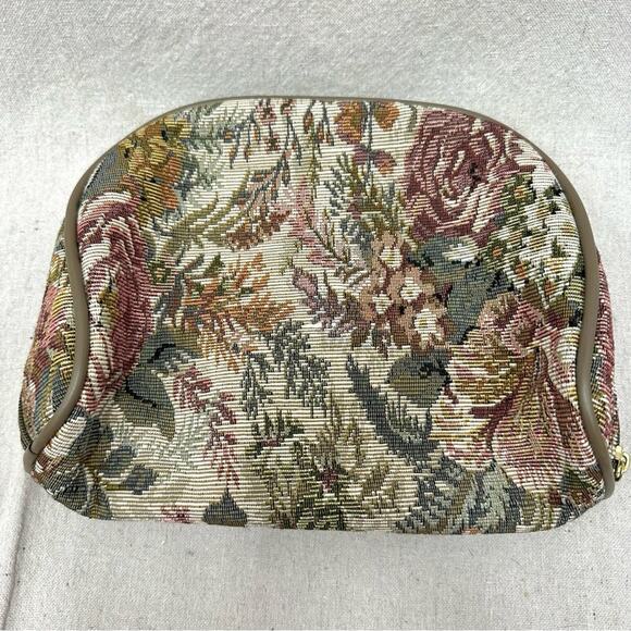 Jaguar JC Penneys vintage floral tapestry travel toiletry/makeup zip up bag - Picture 5 of 10